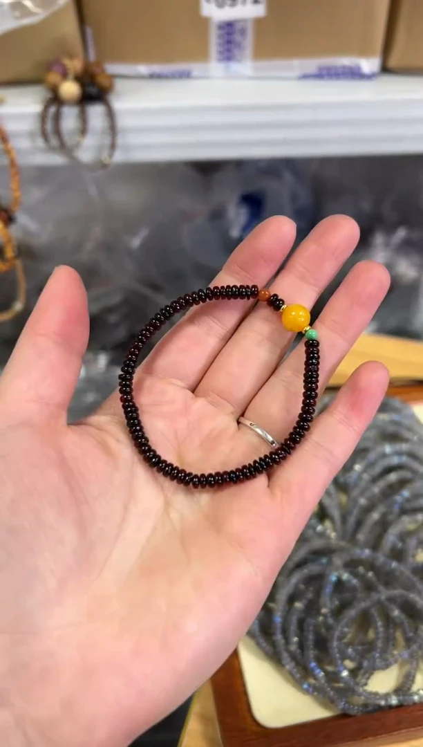 【闪购商品】血珀手链未镶嵌血珀药片设计款手链[0255]
