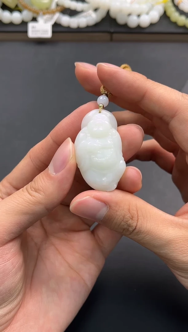 未镶嵌手串和田玉且末天泰白玉佛公微色差