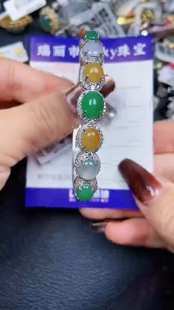 颈饰银S925镶嵌翡翠7358