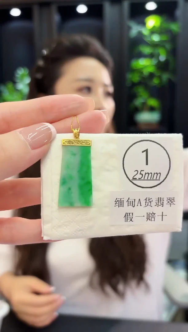颈饰18K金镶嵌翡翠缅料A货/支持复检/一件
