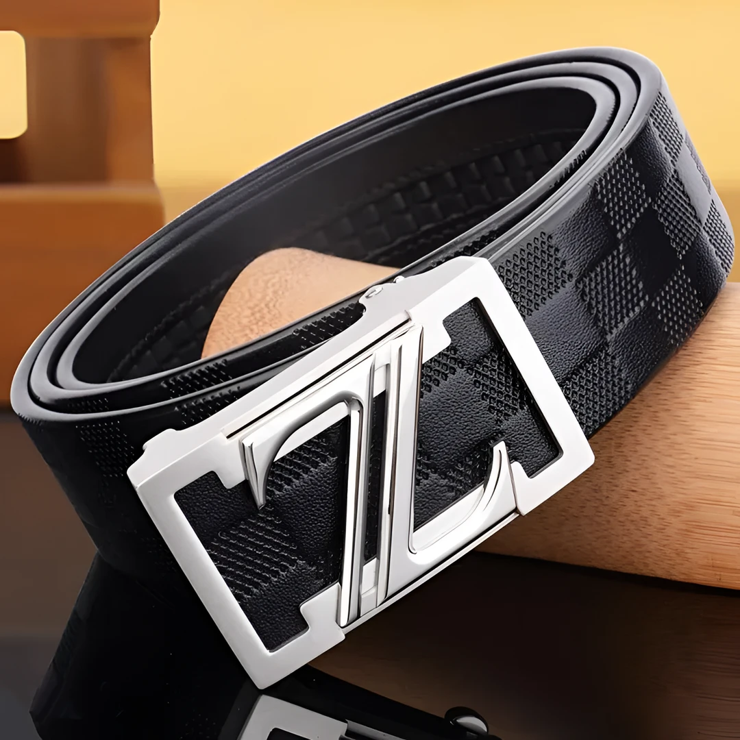 不锈钢男士皮带真皮平滑扣裤腰带新款男商务正品牛皮裤带时尚潮流