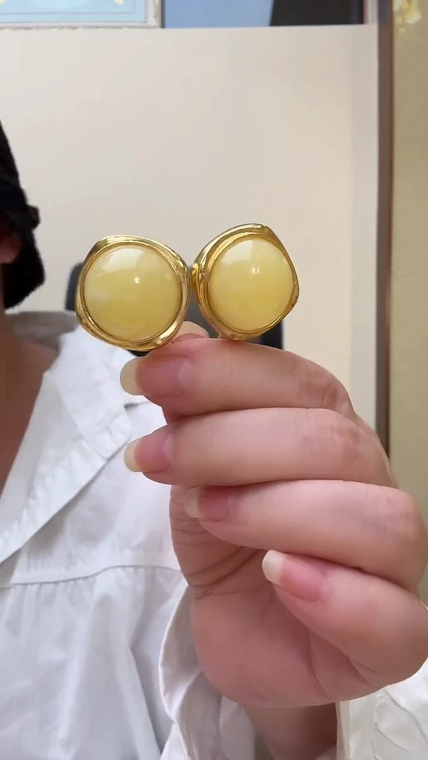 琥珀未镶嵌耳饰耳环