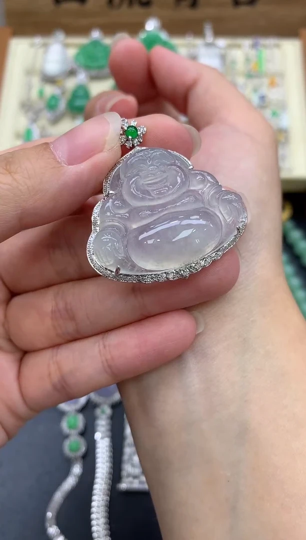 翡翠18K金镶嵌颈饰396-中国好珍宝