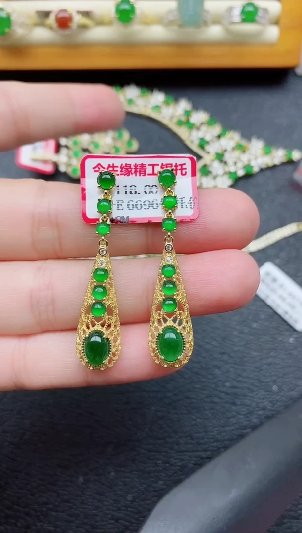 银S925镶嵌戒指翡翠1