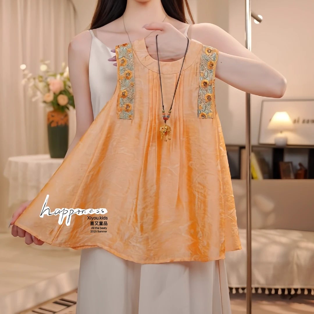 【琉璃金】夏季女童新款民族风休闲宽松无袖背心裙公主连衣裙25261