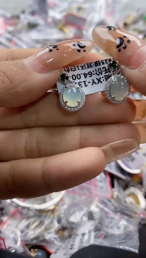 翡翠戒指银S925镶嵌444444   4