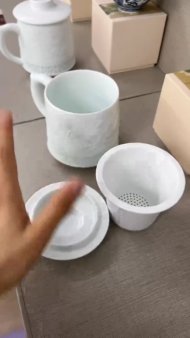 景德镇高温瓷影青瓷办公杯