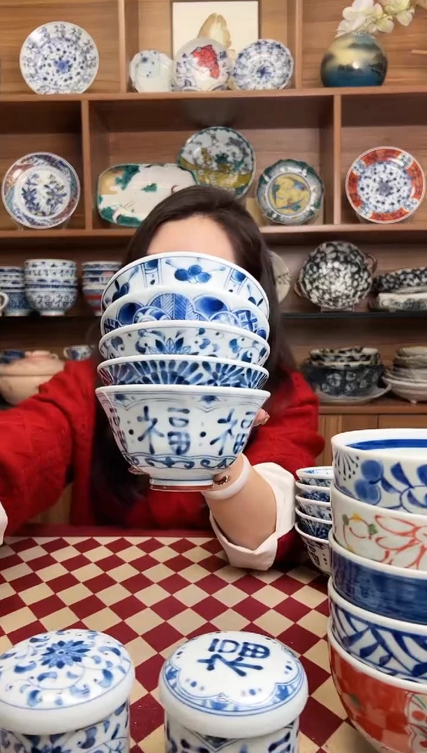 【闪购商品】瓷片蓝凛堂12.5cm中饭碗 5只装混搭