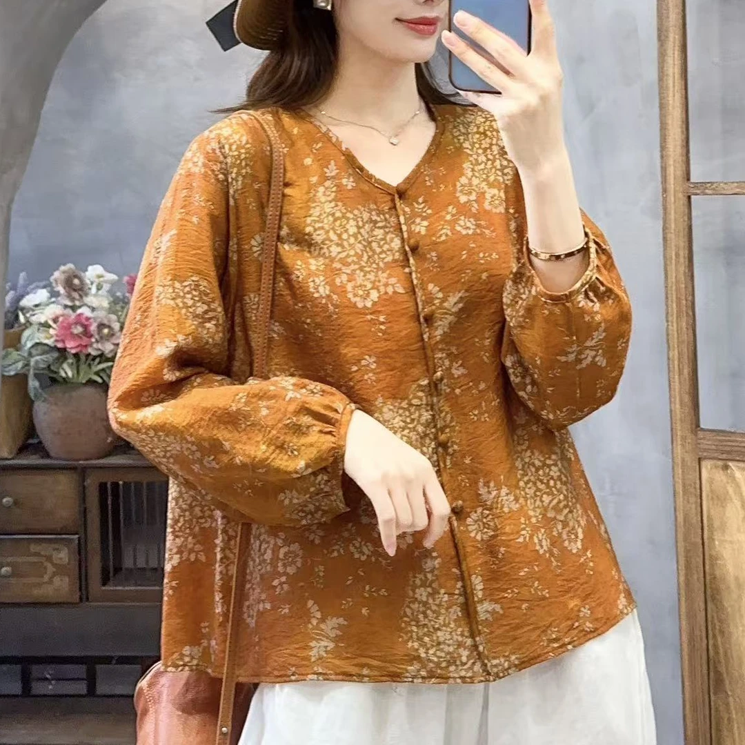 7086新款夏季优雅减龄碎花宽松显瘦T恤QZ