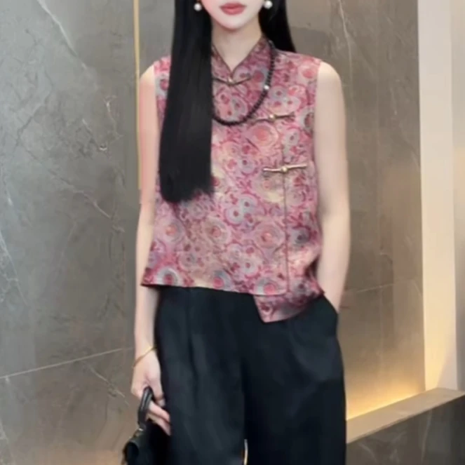 新中式时尚复古百搭无袖马甲上衣