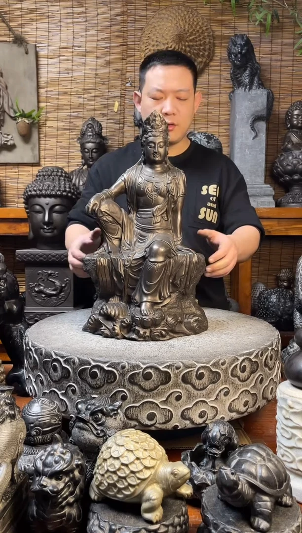 石材50观自在天然青石雕刻