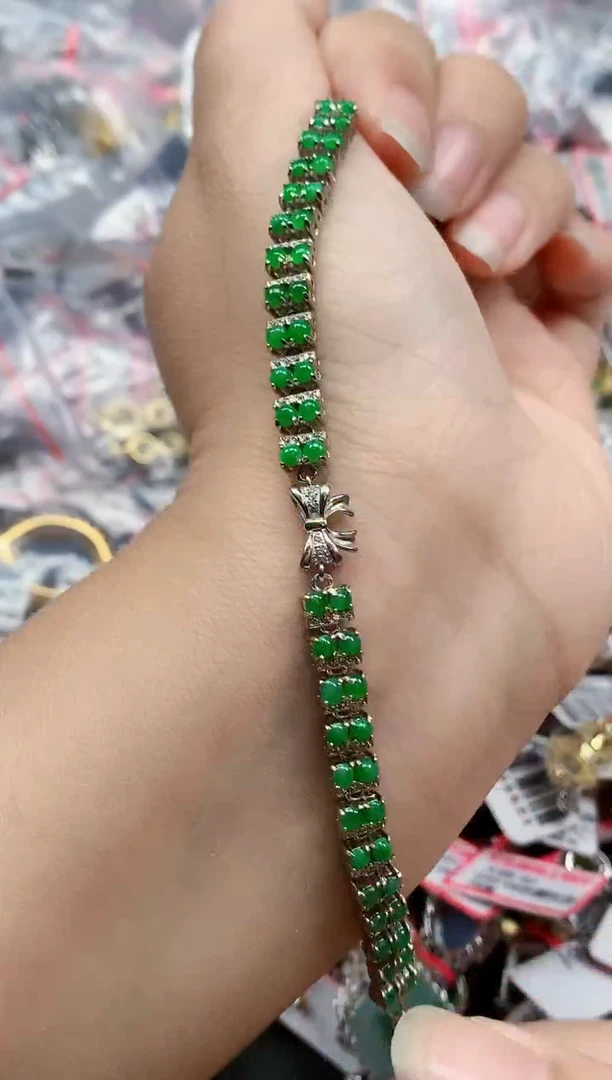 银S925镶嵌戒指翡翠天然A货缅甸翡翠