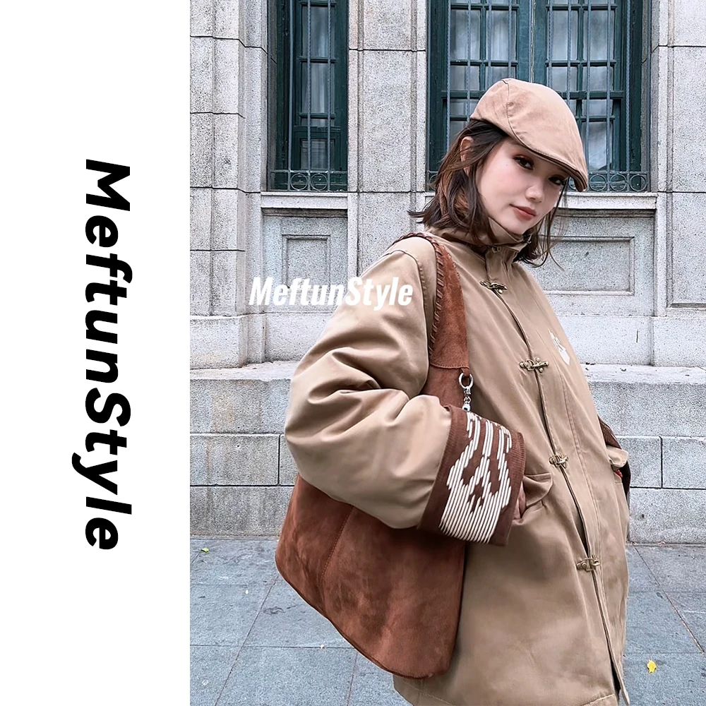 Maftun民族风复古巴恩风毛领冬季白鸭绒加厚中长款外套033