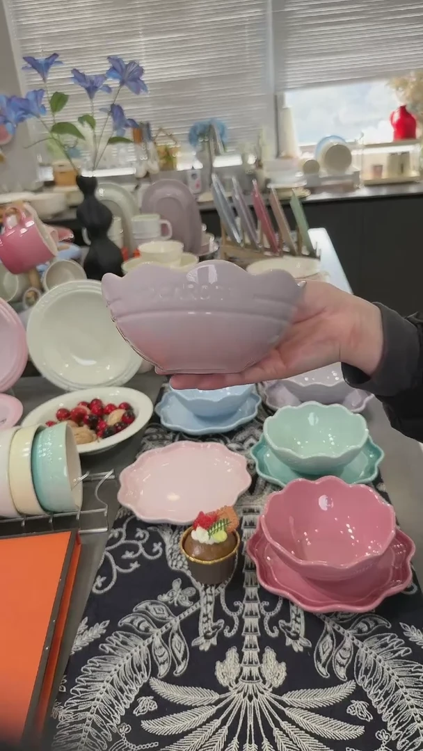 【闪购商品】瓷炻彩花边碗14cm-樱花粉