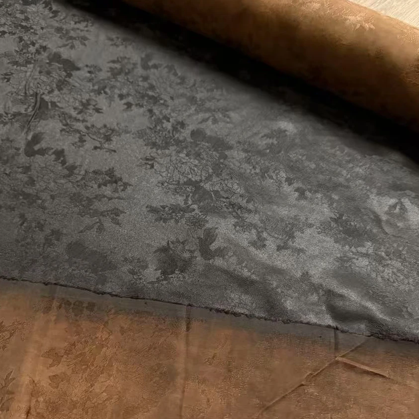 *【莨丝智友】［小碎花］宽幅 古法小重缎提花 香云纱 0.5米 lxz1125