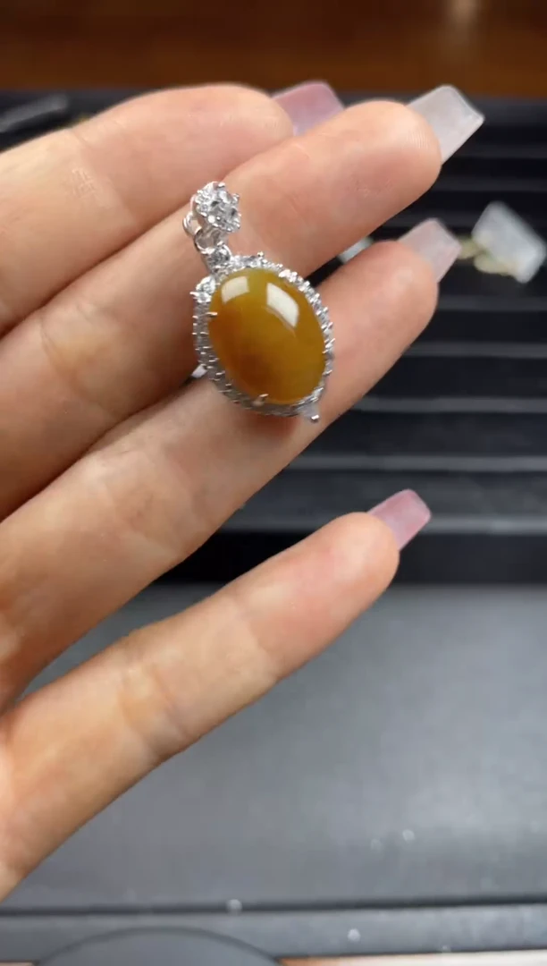 银S925镶嵌戒指翡翠天然翡翠A货