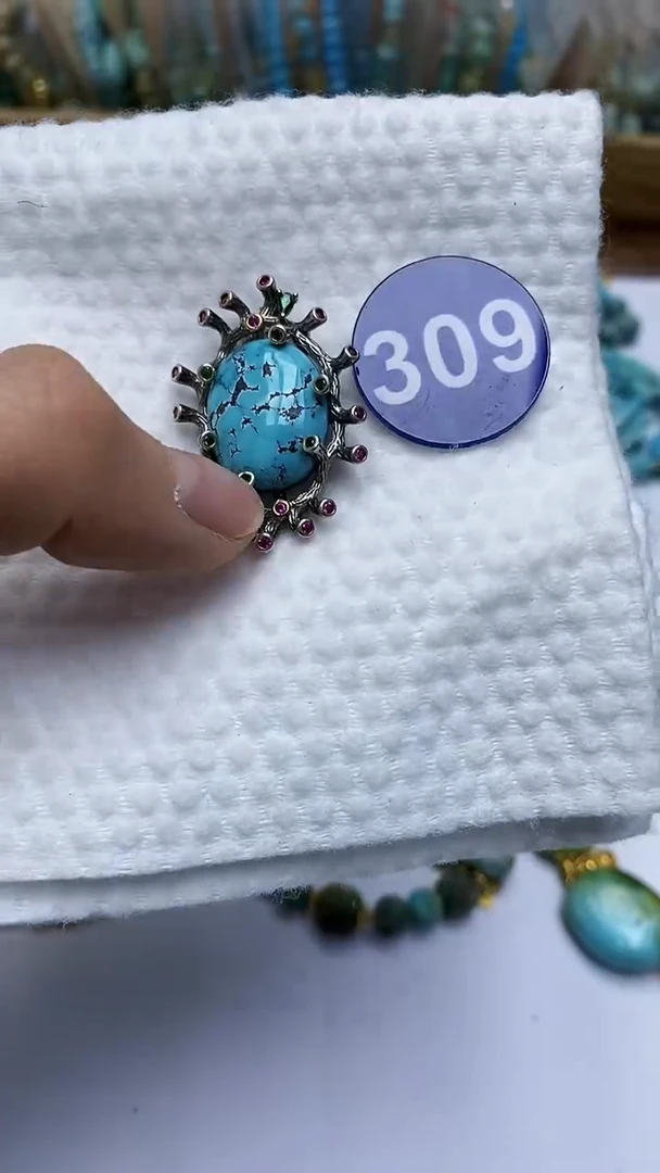 【闪购商品】绿松石吊坠银S925镶嵌309