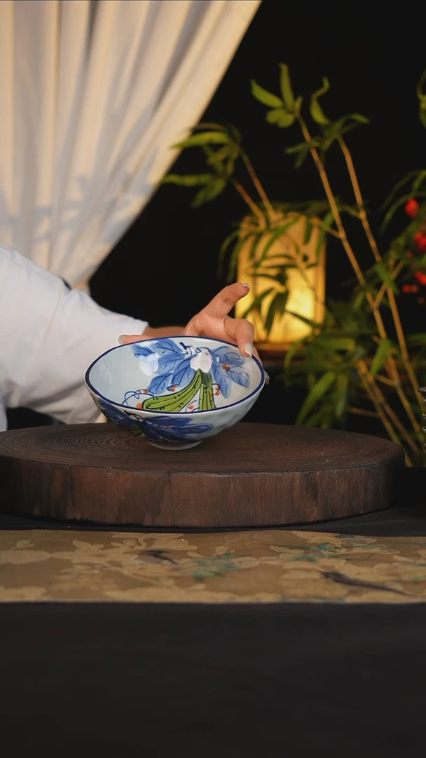 碗景德镇手工手绘高温釉下彩可进蒸箱烤箱微波炉洗碗机