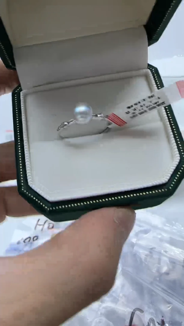 银S925镶嵌海水珍珠HG灰珠戒指H210