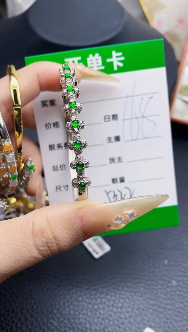 翡翠戒指银S925镶嵌5322