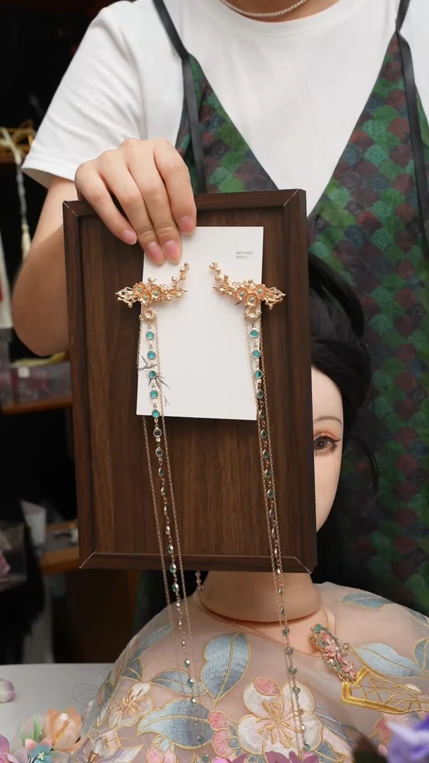 铁合金醋酸锦簪阁粉色绒花发梳款复刻蚕丝绒花绒花非遗工艺古风