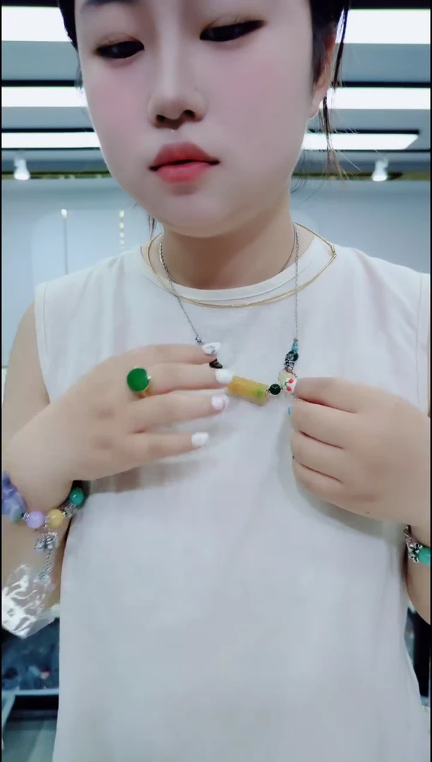 翡翠未镶嵌颈饰1622黄桶珠项链