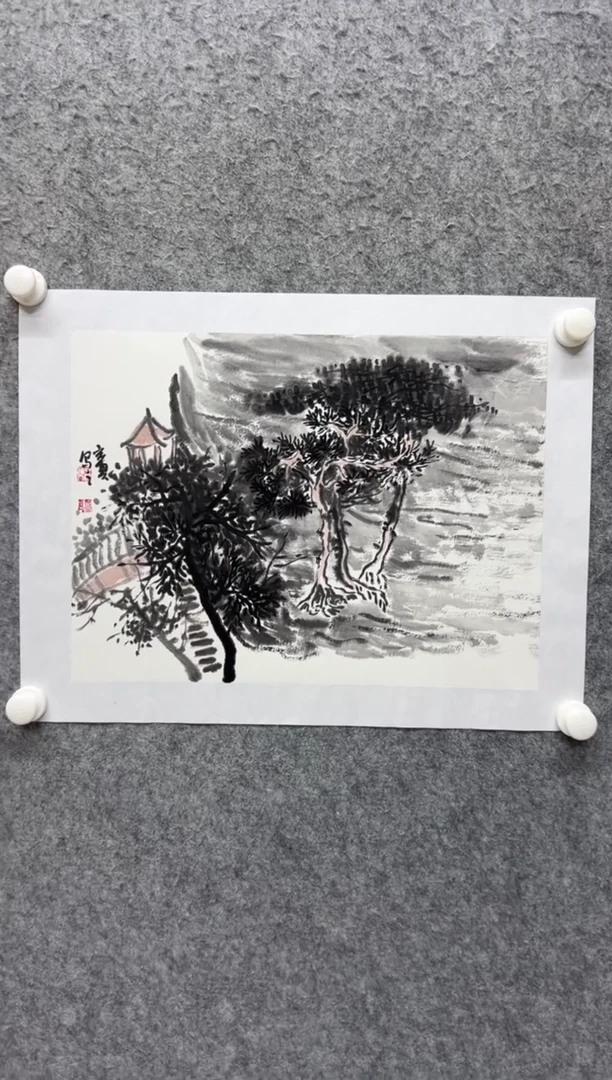 国画写意画山水画手绘