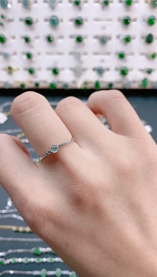 【闪购商品】翡翠戒指银S925镶嵌天然翡翠