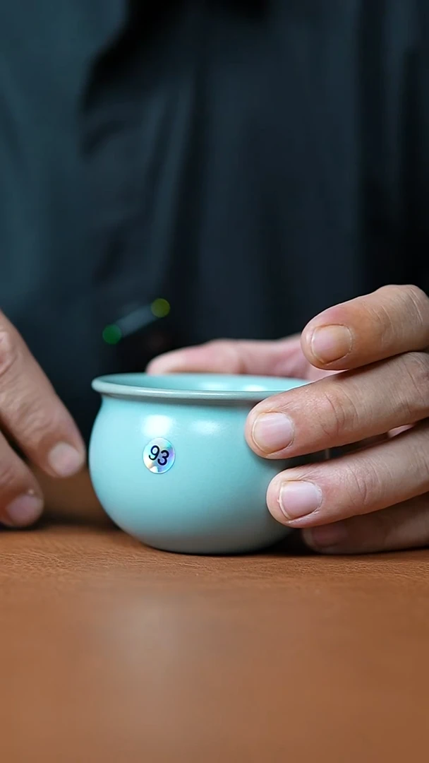 瓷片仿古天青纯手工风水缸杯微瑕