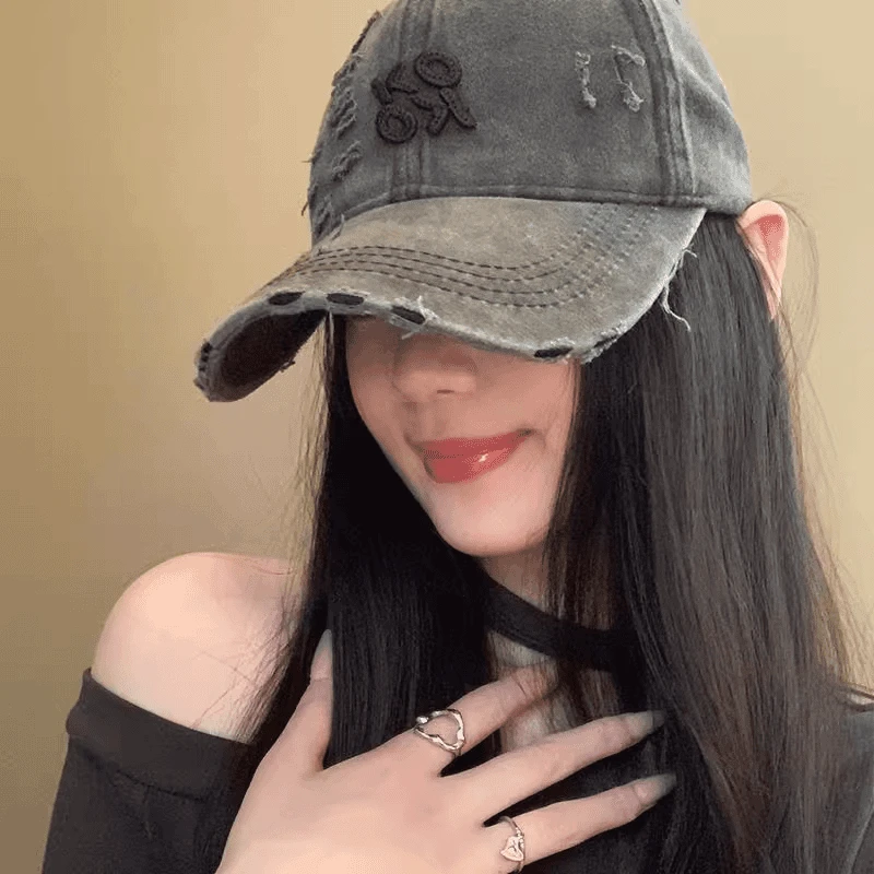 鸭舌帽女2025网红款大头围帽檐显脸小遮阳防晒脸宽适合的棒球帽子