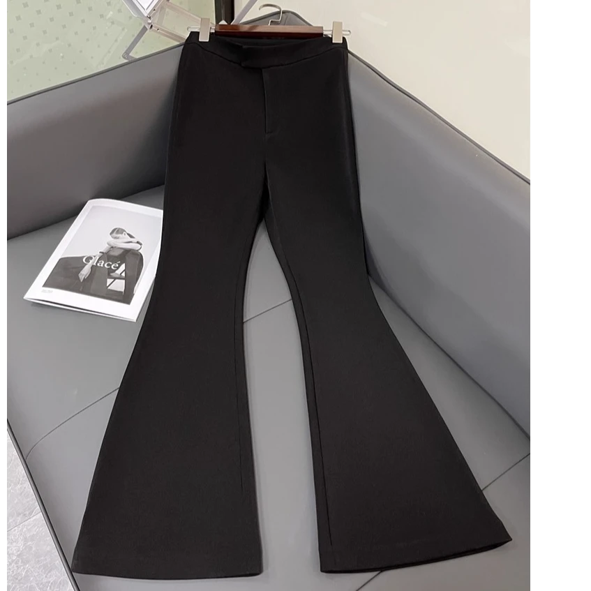 2025春夏新品微弹气质显高显瘦双暗扣时尚立体女裤简约纯色长裤