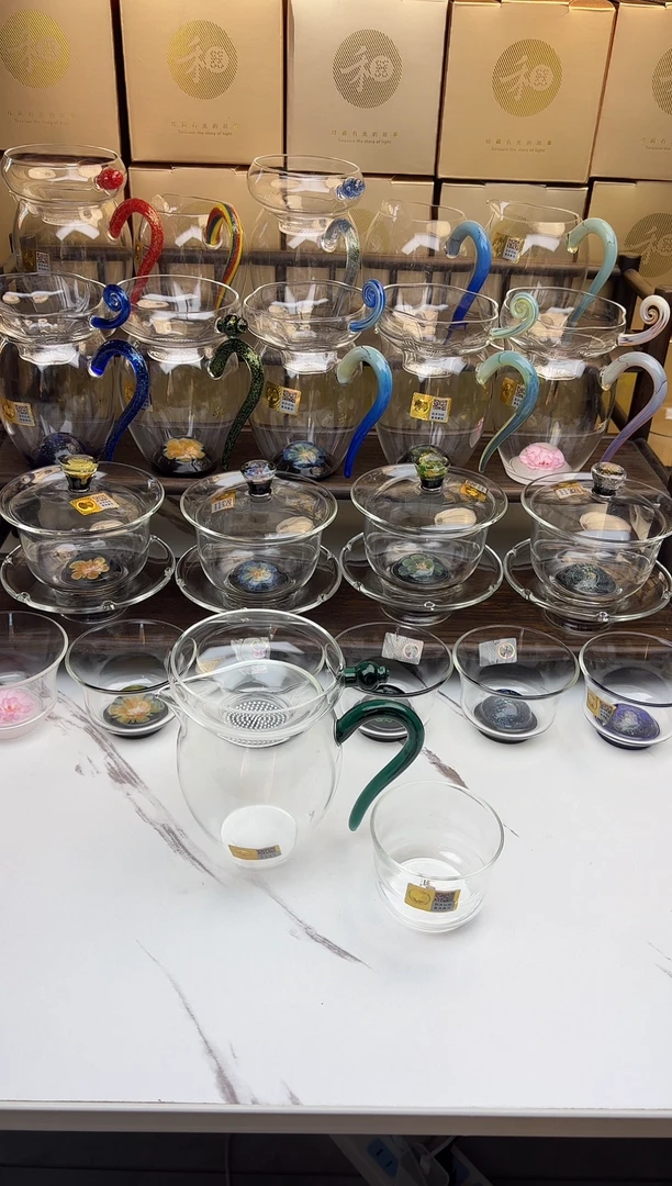 手工艺品玻璃禾器 奉珠茶漏墨绿 普通盒