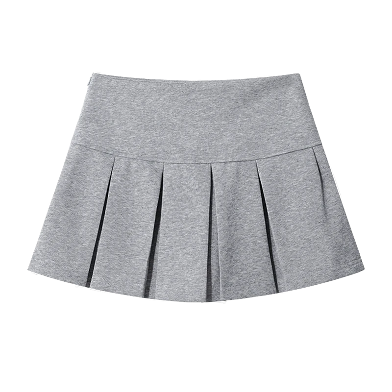 学院a字西装短裙女2025秋季新款小个子休闲灰色辣妹百褶半身裙