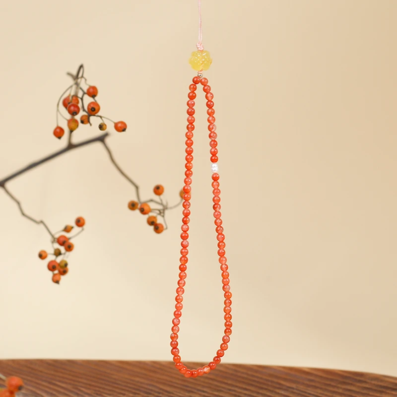 天然南红玛瑙高品质冰飘南红手串女款diy串珠2025新款手机挂链