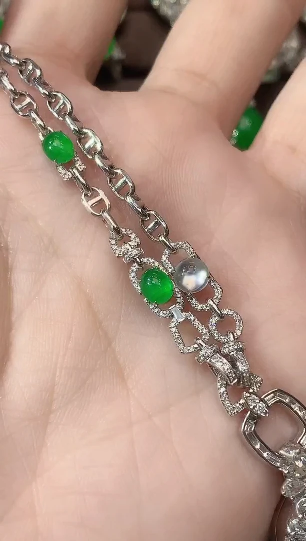 项链18K金镶嵌翡翠A16 多样性发一件