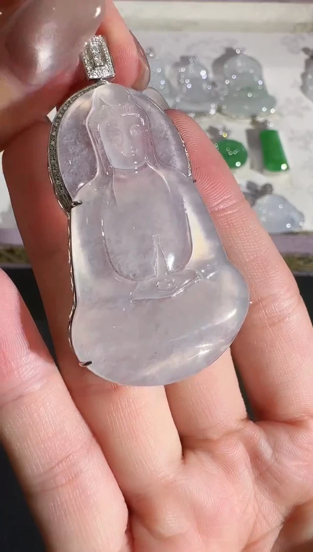 翡翠18K金镶嵌吊坠(不含链)【源头工厂】钻石镶嵌