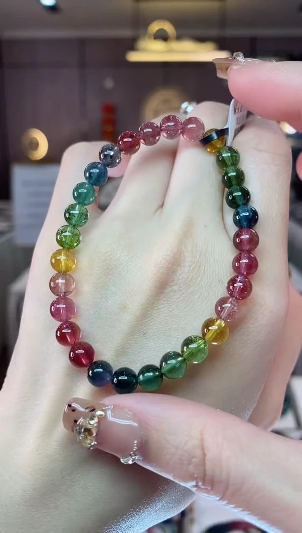 【闪购商品】碧玺收藏级单圈手串6mm+未镶嵌一物一证dan