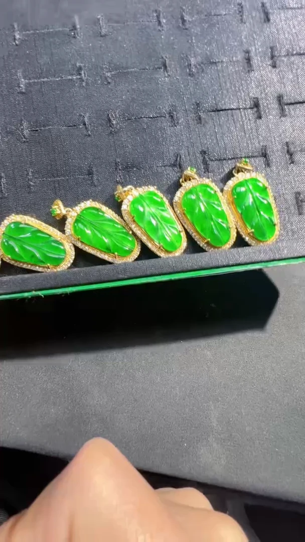 【闪购商品】定制翡翠未镶嵌叶子商品多样性发货1