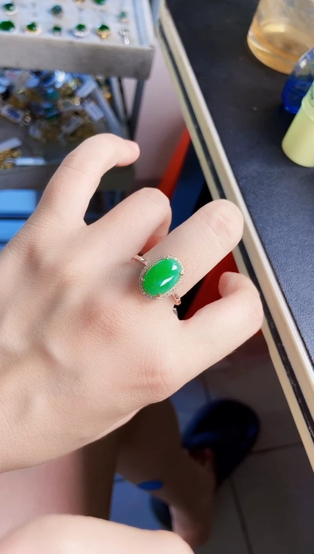翡翠戒指银S925镶嵌56898