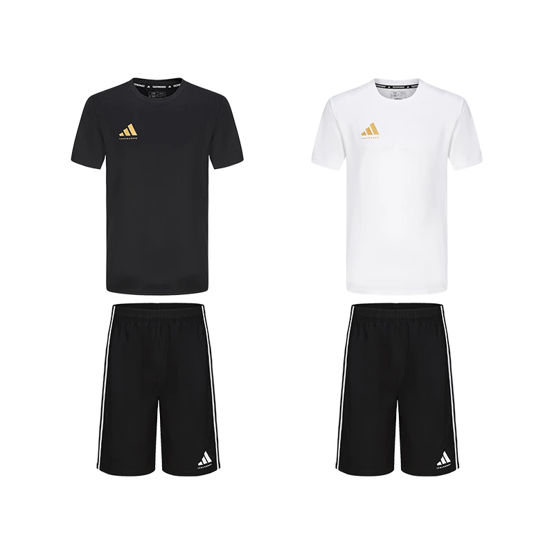 adidas/阿迪达斯夏季新款休闲百搭运动小标速干短袖梭织短裤套装