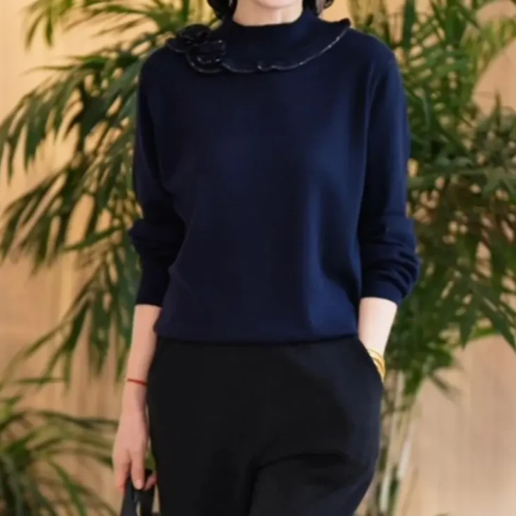 2025秋冬新款妈妈装针织衫百搭上衣气质中年女装休闲时尚内搭毛衣