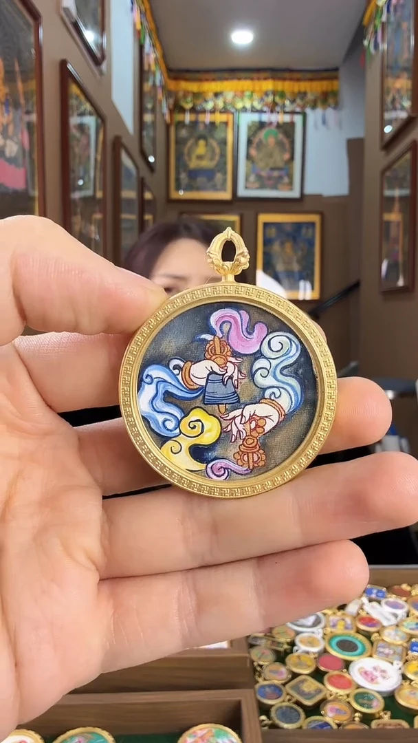 吊坠-纯手绘矿物原料唐卡