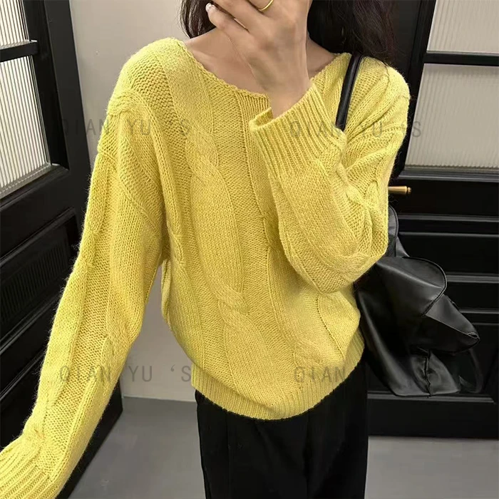 【Qian Yu‘s】麻花套头毛衣女士秋冬宽松慵懒风减龄洋气针织衫3102