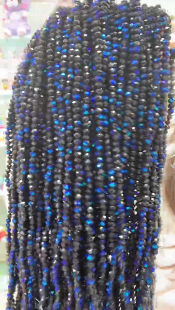 玻璃1303卡4水晶扁10条微光彩黑色