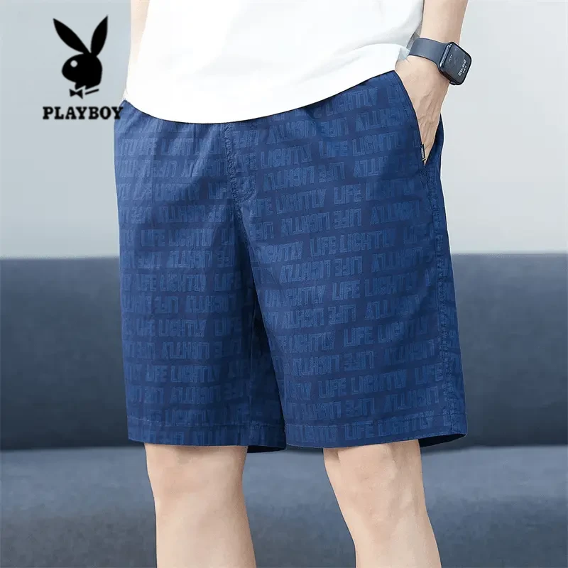 PLAYBOY/花花公子直筒休闲短裤夏季薄款潮流百搭男士纯棉舒适五分