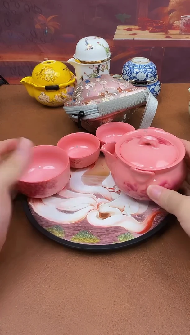 陶瓷茶具摆件旅行套组
