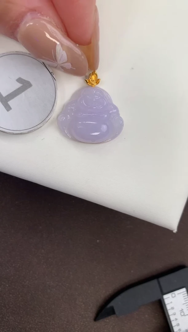 颈饰18K金镶嵌翡翠天然缅甸a货翡翠