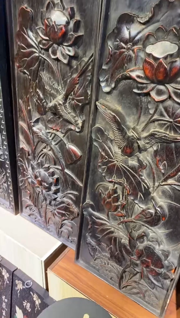 香榧木紫檀拆件雕刻板以直播间实物为准微瑕老物件