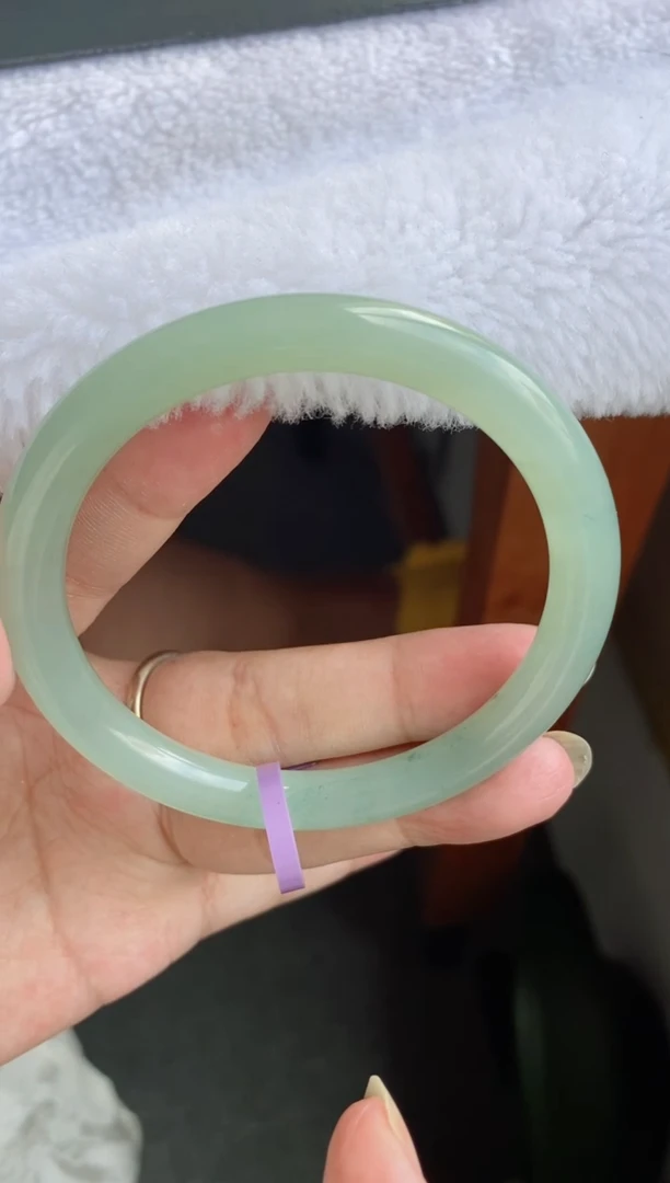 翡翠手镯未镶嵌（高货）宝石碧绿冰化胶圆条14号