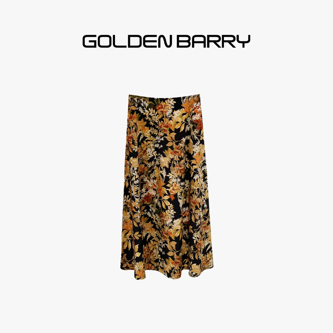 GOLDENBARRY【6.18】310125复古印花A摆半身裙